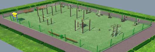 Проект спортивной воркаут площадки с уличными тренажерами в Хабаровске