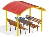 Стол и лавки под навесом МАФ 4005 в Хабаровске