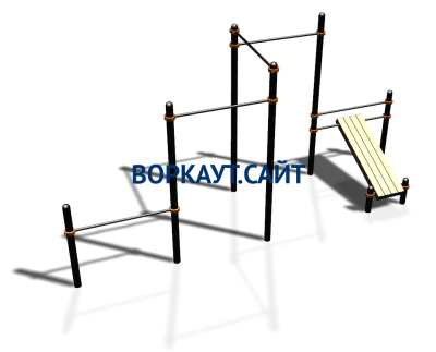 Воркаут комплекс разноуровневых турников со скамьей для пресса ВС-37 в Хабаровске