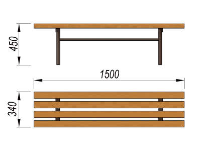 Лавочка без спинки МАФ 1601 в Хабаровске