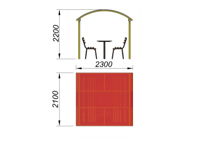 Стол и лавки под навесом МАФ 4005 в Хабаровске