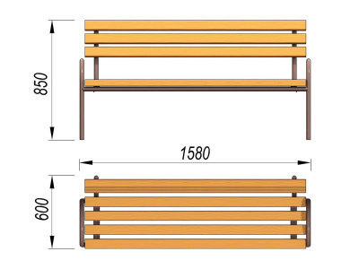 Парковая лавочка со спинкой МАФ 1605 в Хабаровске