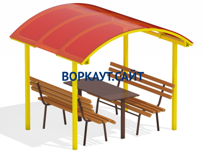 Стол и лавки под навесом МАФ 4005 в Хабаровске